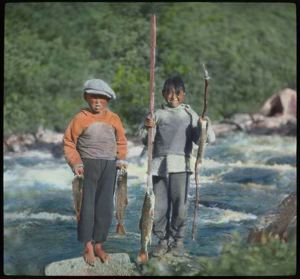 Image of Trout Held by Boys, South Greenland